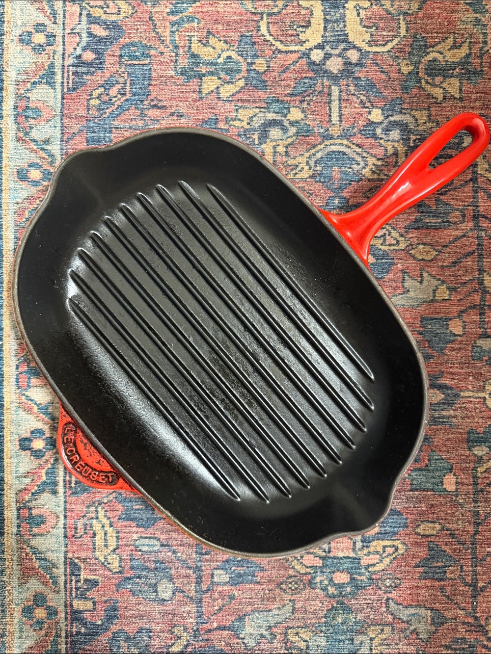 Le Creuset Red Cast Iron Oval Grill Pan